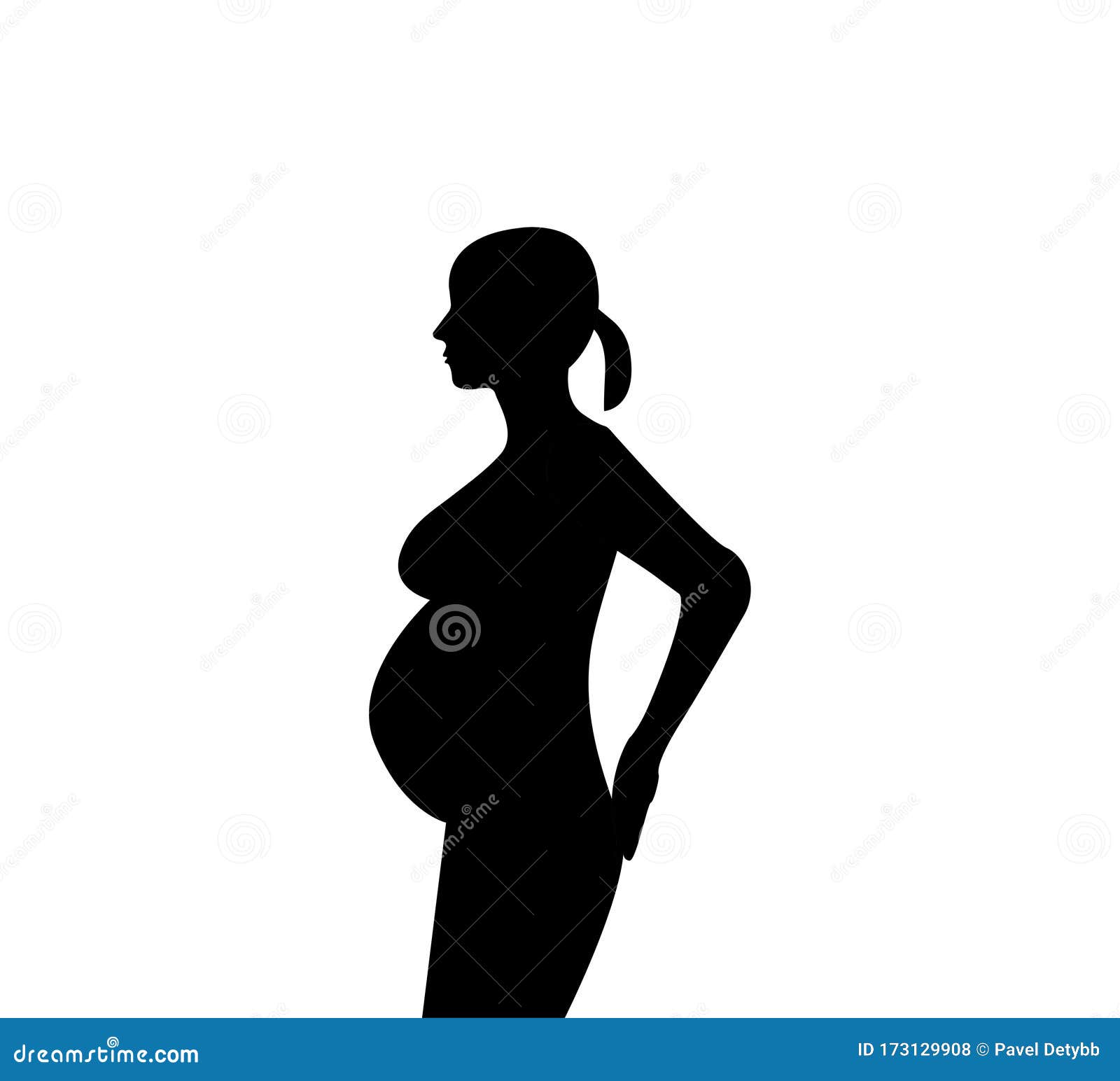 Woman Pregnant, Silhouette Icon. Vector Illustration. Flat Stock ...
