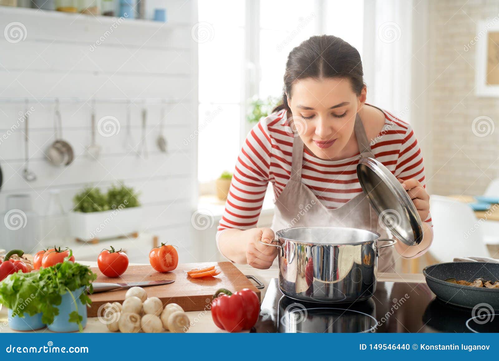 Woman Is Preparing Proper Meal Stock Photo Image Of Eating Domestic