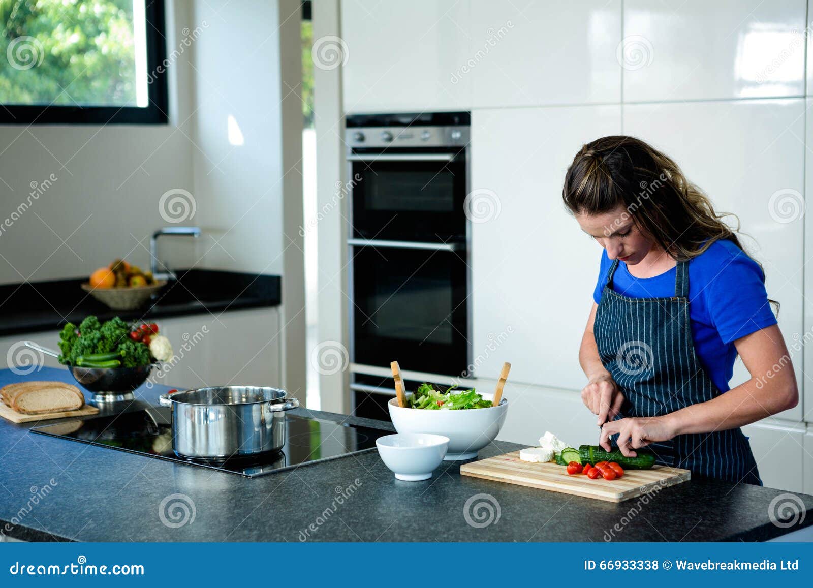 Woman Preparing Sliced Vegetables for Dinner Stock Photo Image of
