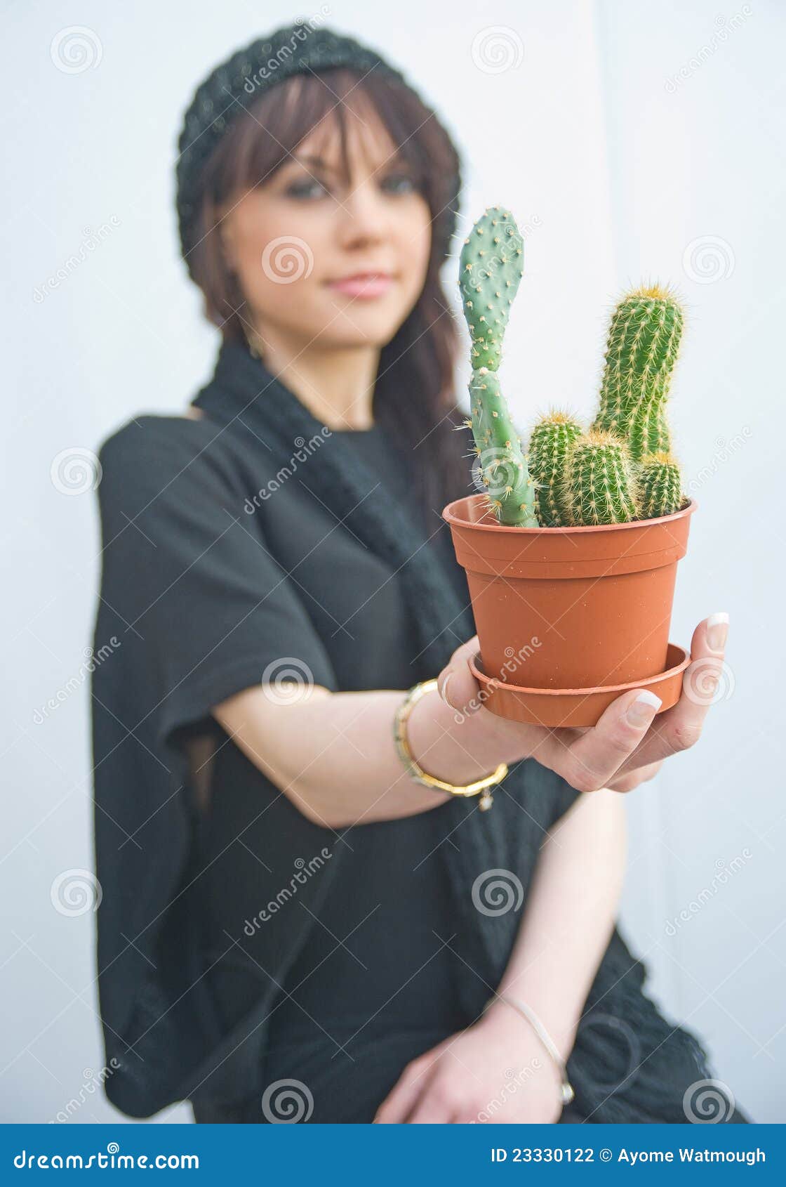 woman with prickly cactus,