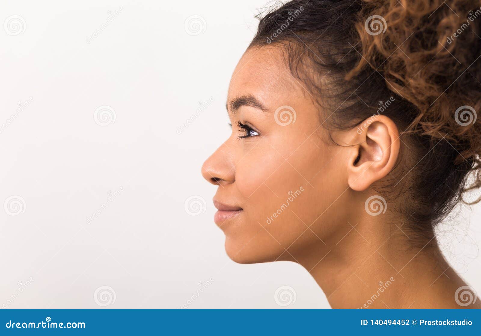 Woman Profile Portrait with Perfect Fresh Clean Skin Stock Photo ...