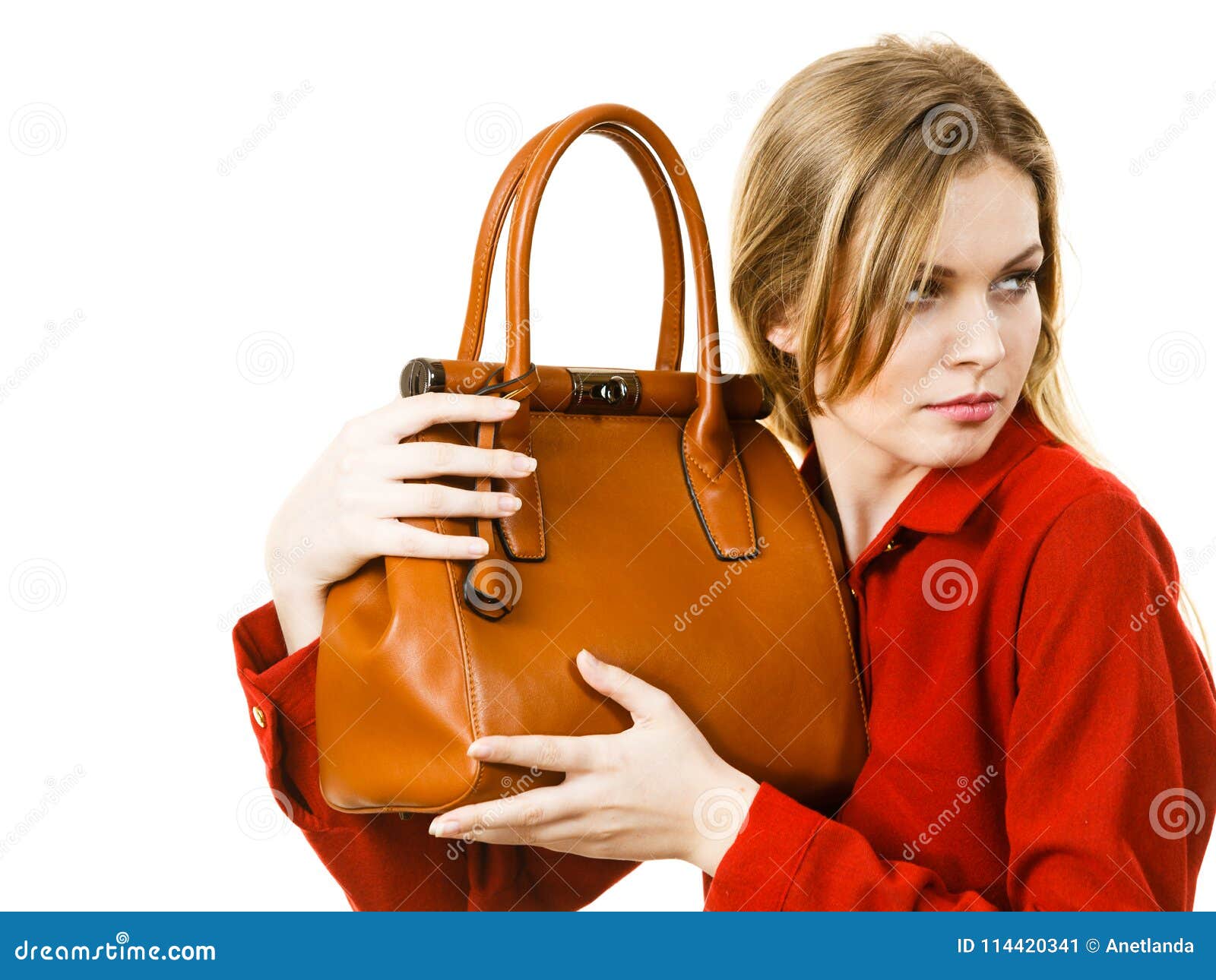 Woman Protecting Her Handbag Stock Image Image Of Protect Expensive 114420341