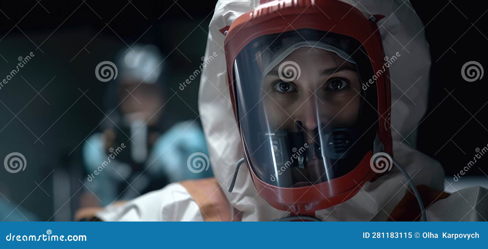 A Woman in a Protective Suit Against Bacteria and a Mask in a Hospital ...