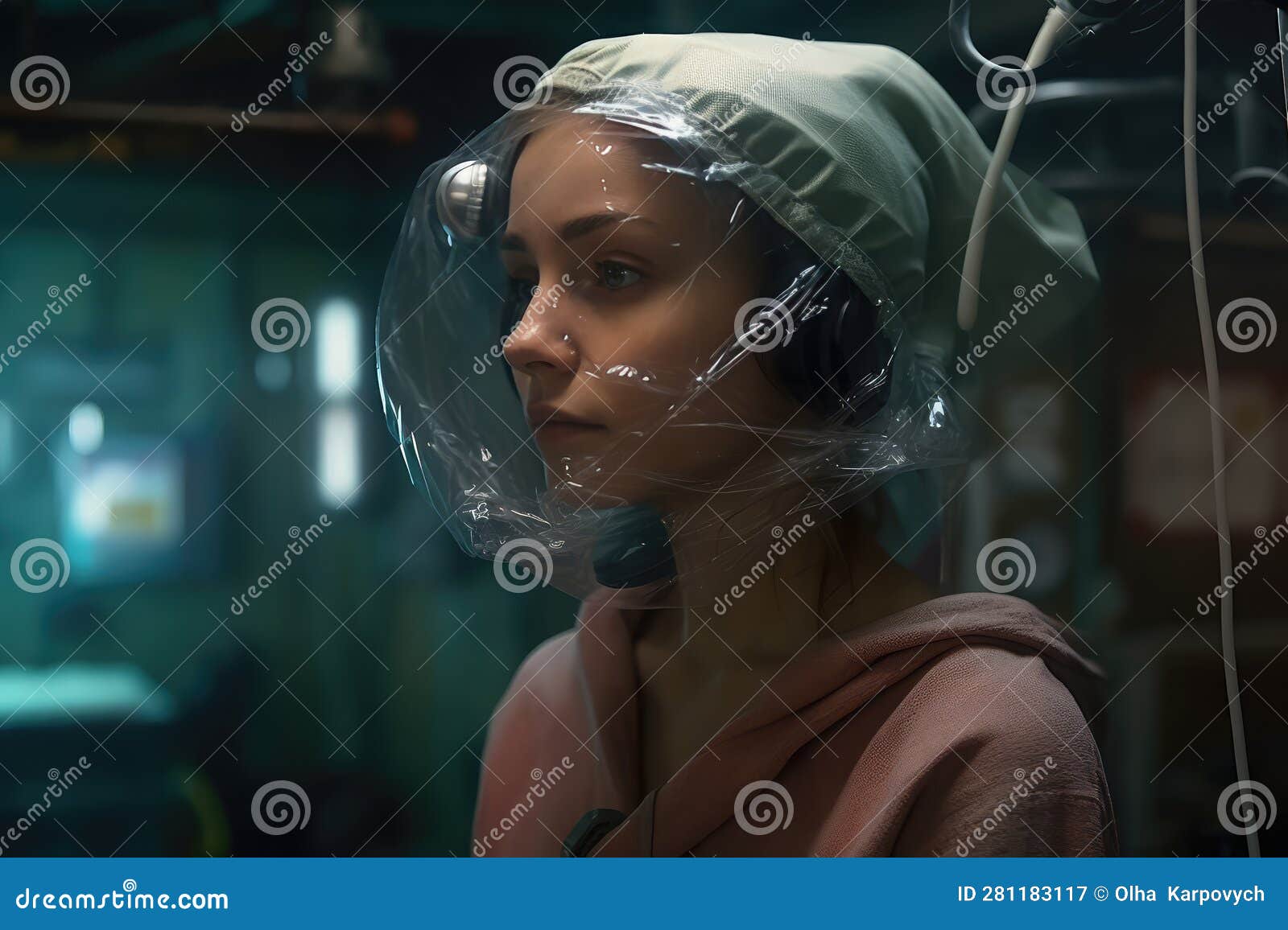 A Woman in a Protective Suit Against Bacteria and a Mask in a Hospital ...