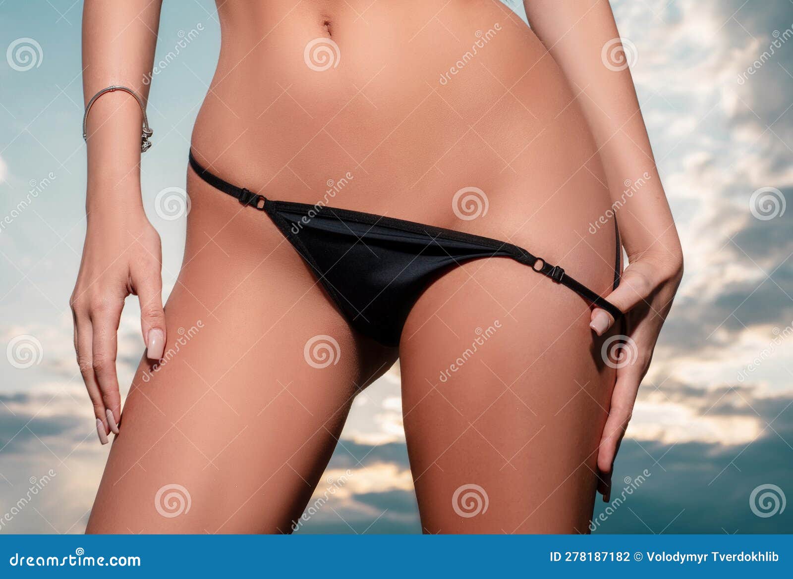 Woman Pull Off Her Panties. Girl in Black Panties. Young Woman in Lingerie  Playing with Herself. Stock Photo - Image of fetish, lady: 278187182