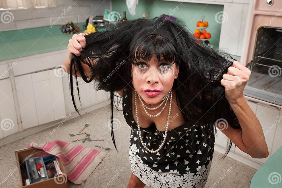 Woman Pulls Her Hair stock image. Image of feminine, awful 19317583