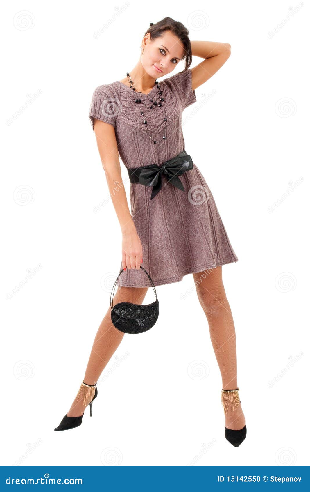 Woman with purse stock photo. Image of attractive, clothes 13142550