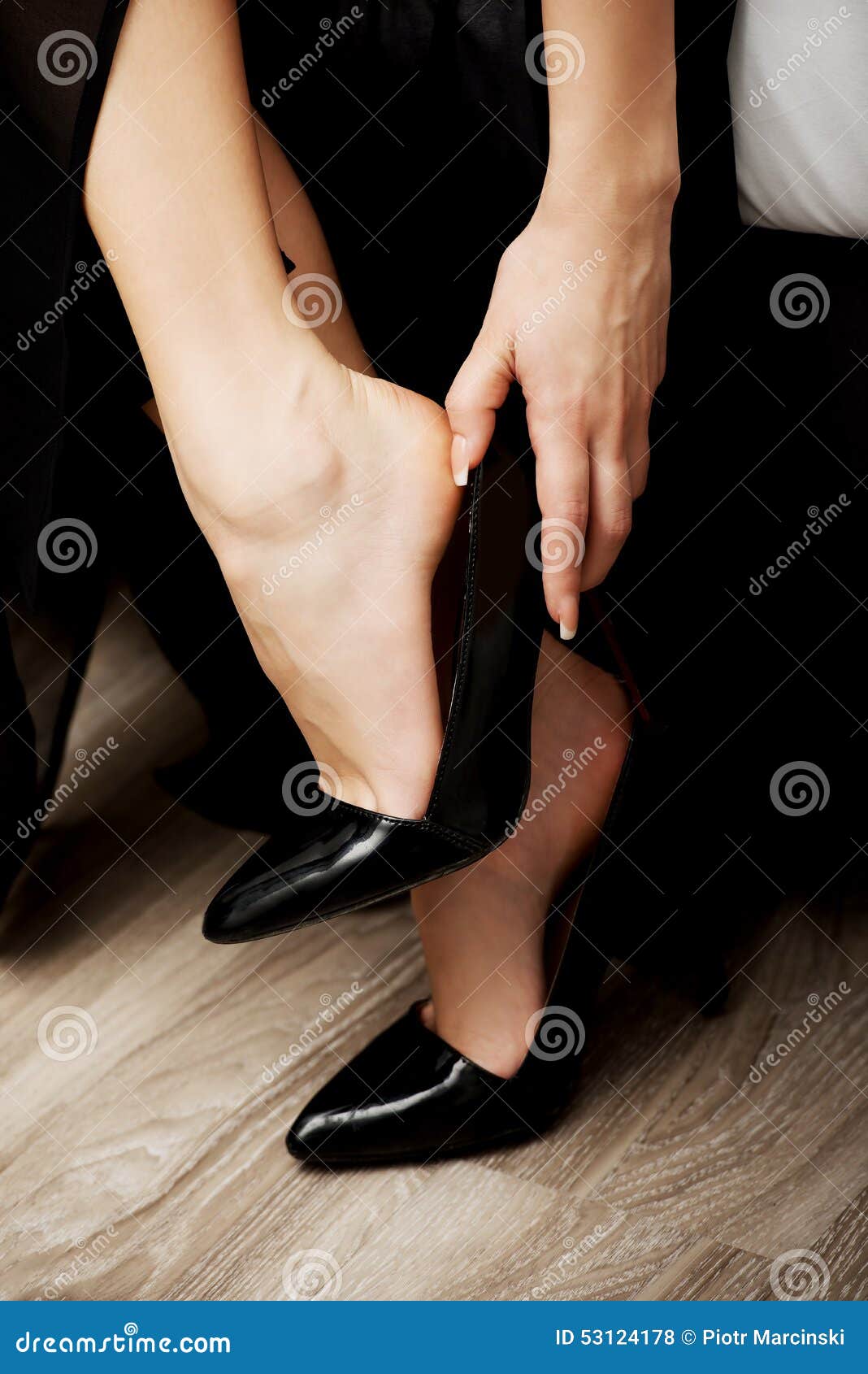 putting on high heels