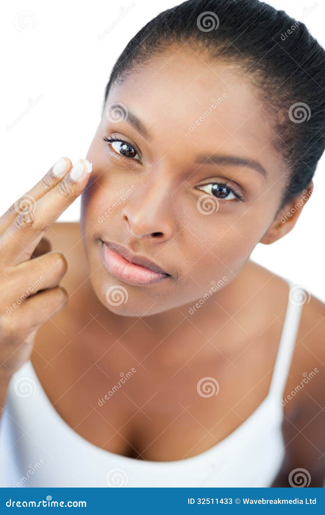 Woman Putting Moisturizer on Her Face Stock Image Image of lifestyle, attractive 32511433