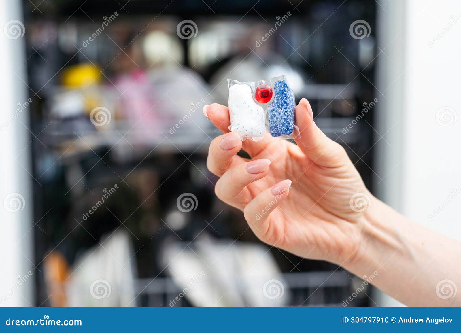 Woman Putting Tablet into Dishwasher Machine Stock Photo Image of
