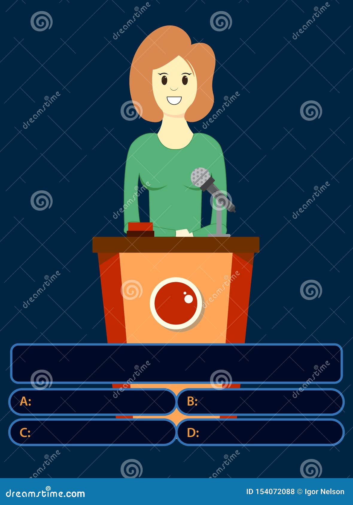 Woman on Quiz Game with Answers . Colorful Flat Cartoon Vector  Illustration. Quiz Brainy Game Stock Illustration - Illustration of brainy,  mind: 154072088