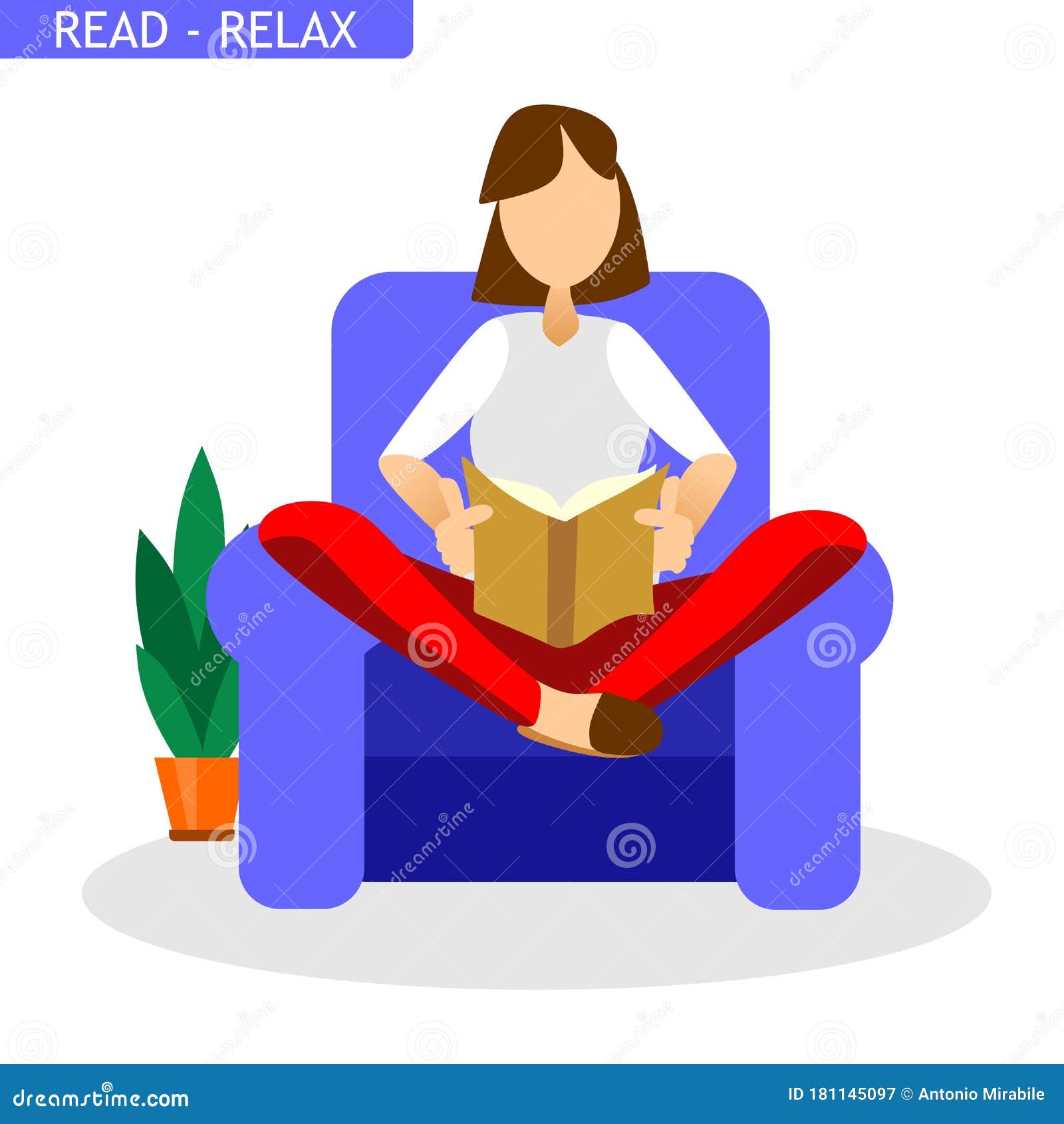 woman read a book on armchair