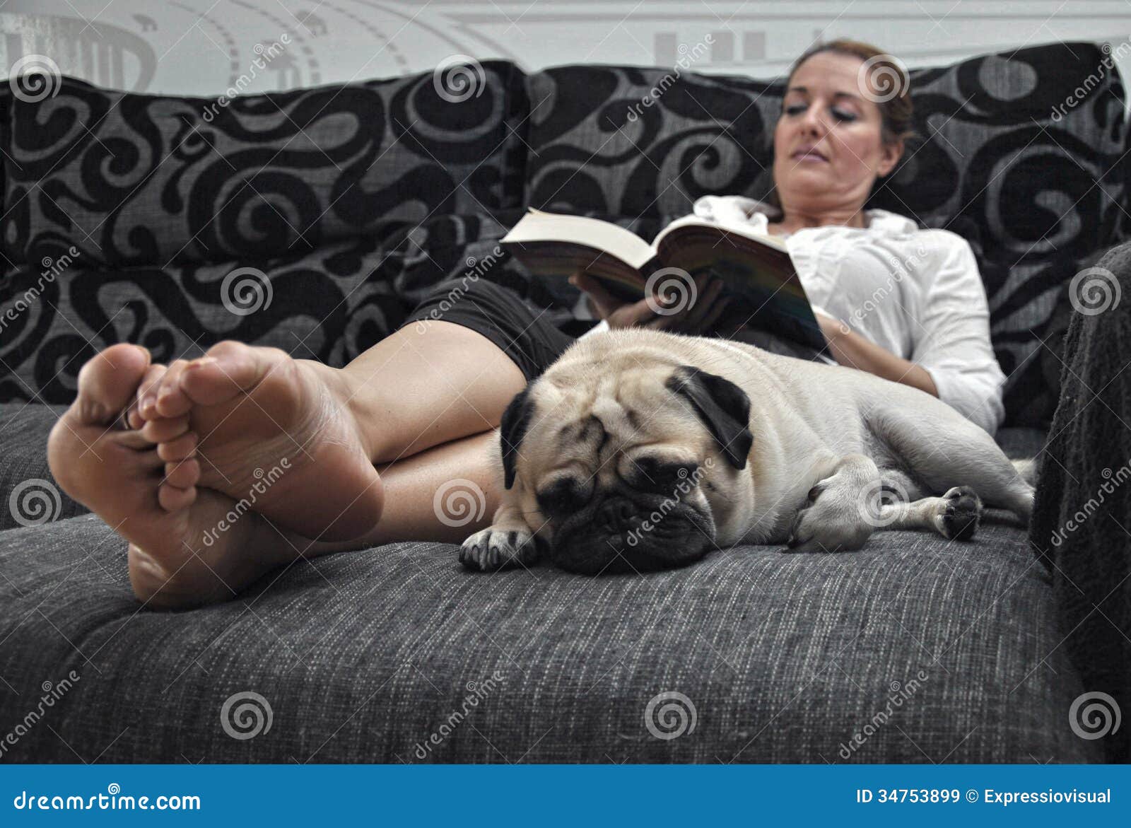 woman reading on the sofa quietly i