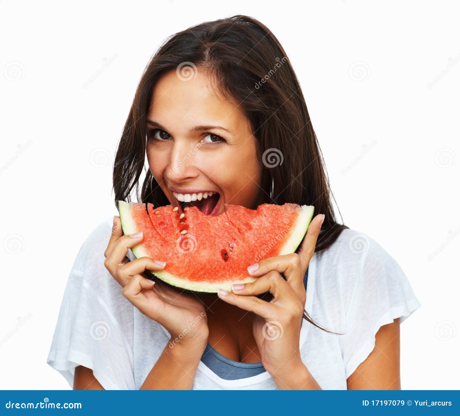 Woman Ready To Take A Bite Out Of Watermelon Stock Image - Image of