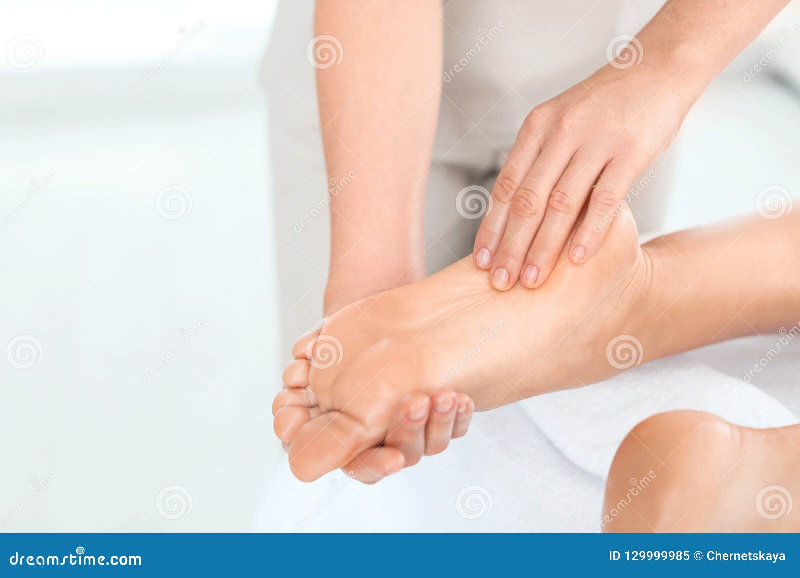 Woman Receiving Foot Massage In Wellness Center Stock Image Image Of