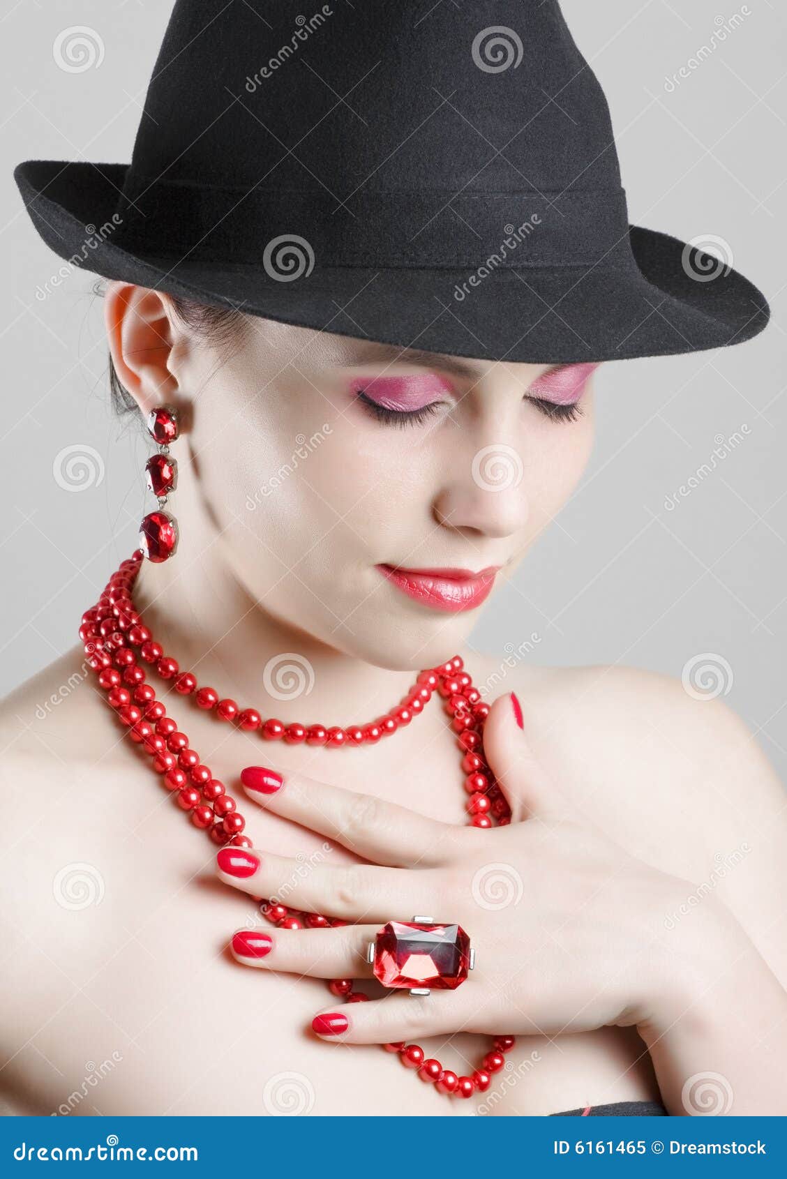 Woman with red accessories stock image. Image of bright 6161465