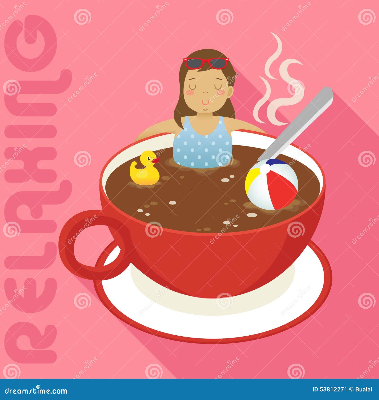 Woman in Red Cup of Hot Coffee Stock Vector - Illustration of cartoon ...