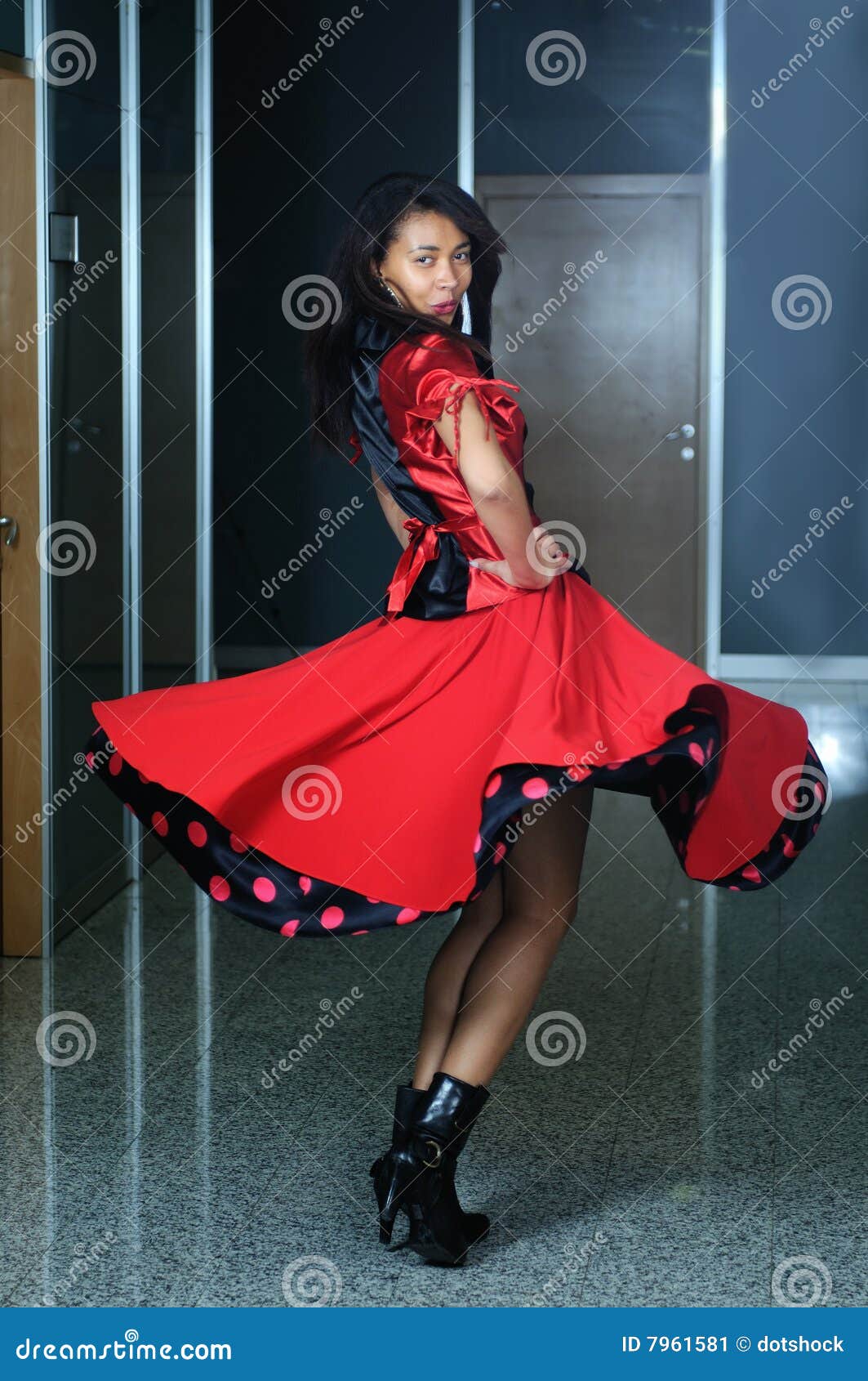 Woman in red dress dancing stock image. Image of hand 7961581