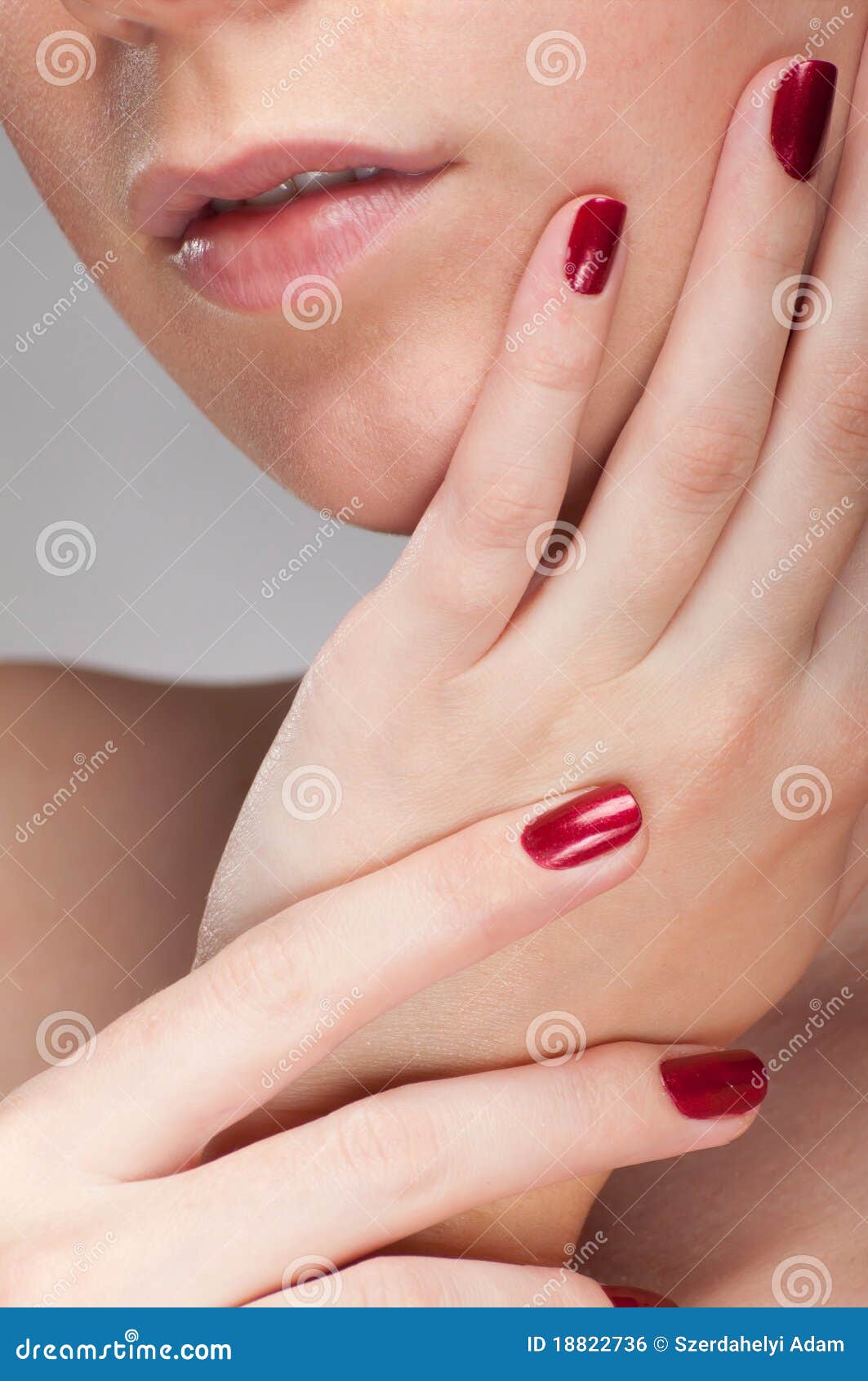 woman red fingernail