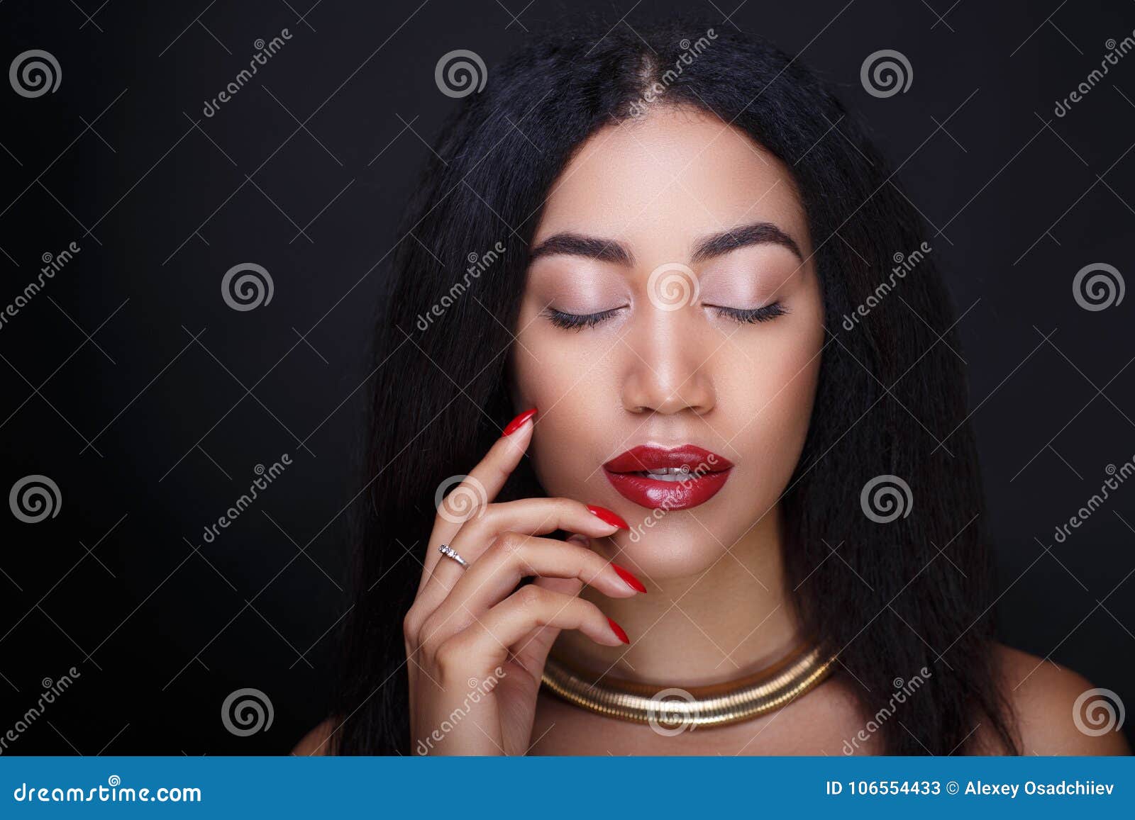 Woman Red Lips Stock Image Image Of Attractive Beauty