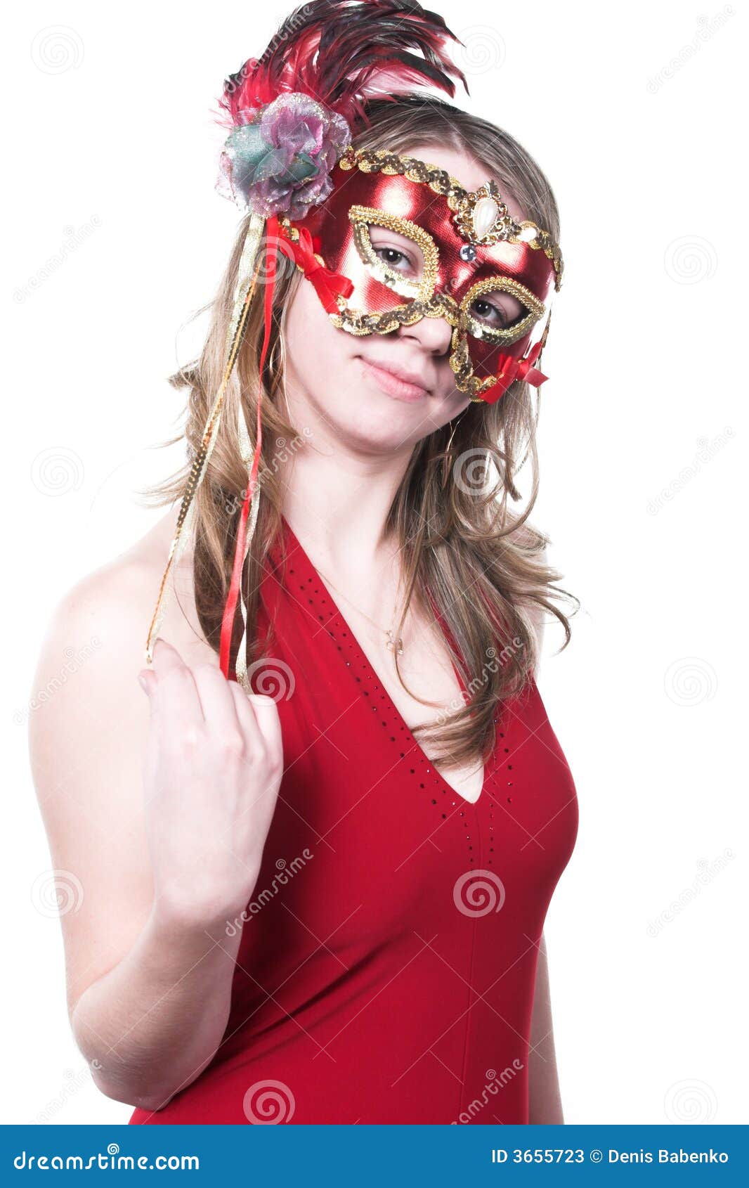 woman in red mask on carnaval