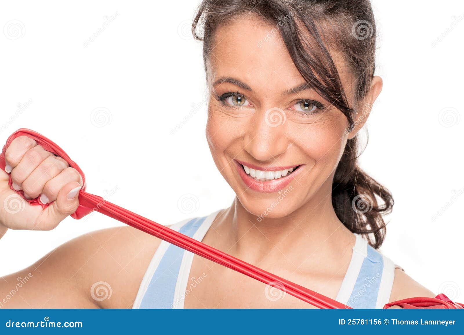 Woman with red rubber band stock photo. Image of background 25781156