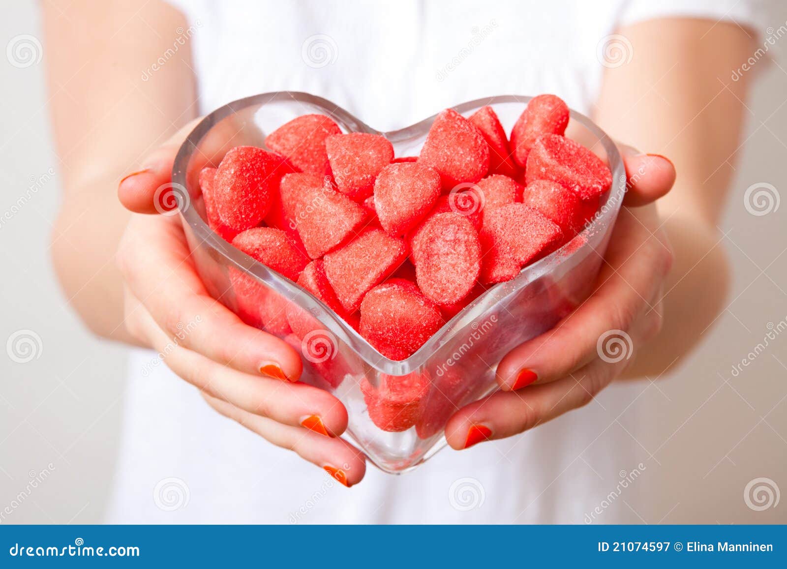 Woman with red sweets stock image. Image of color, looking 21074597