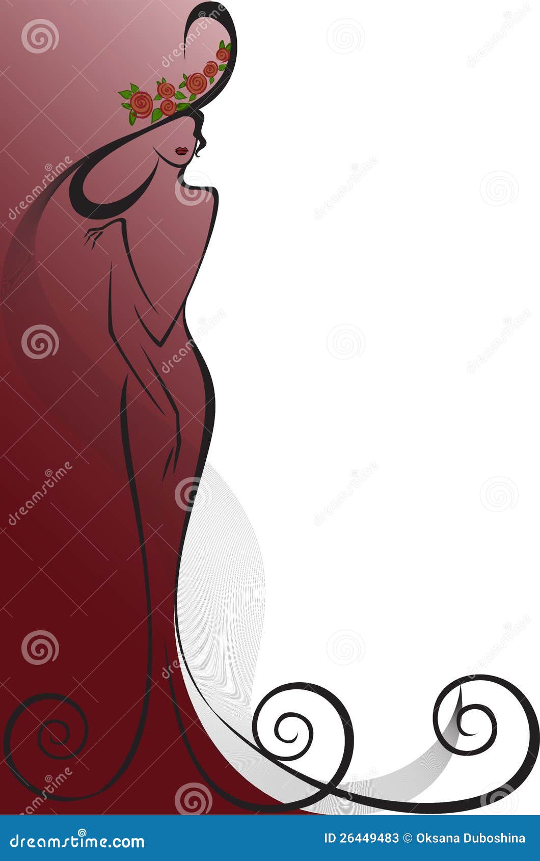 Woman on the red-white stock vector. Illustration of abstract - 26449483