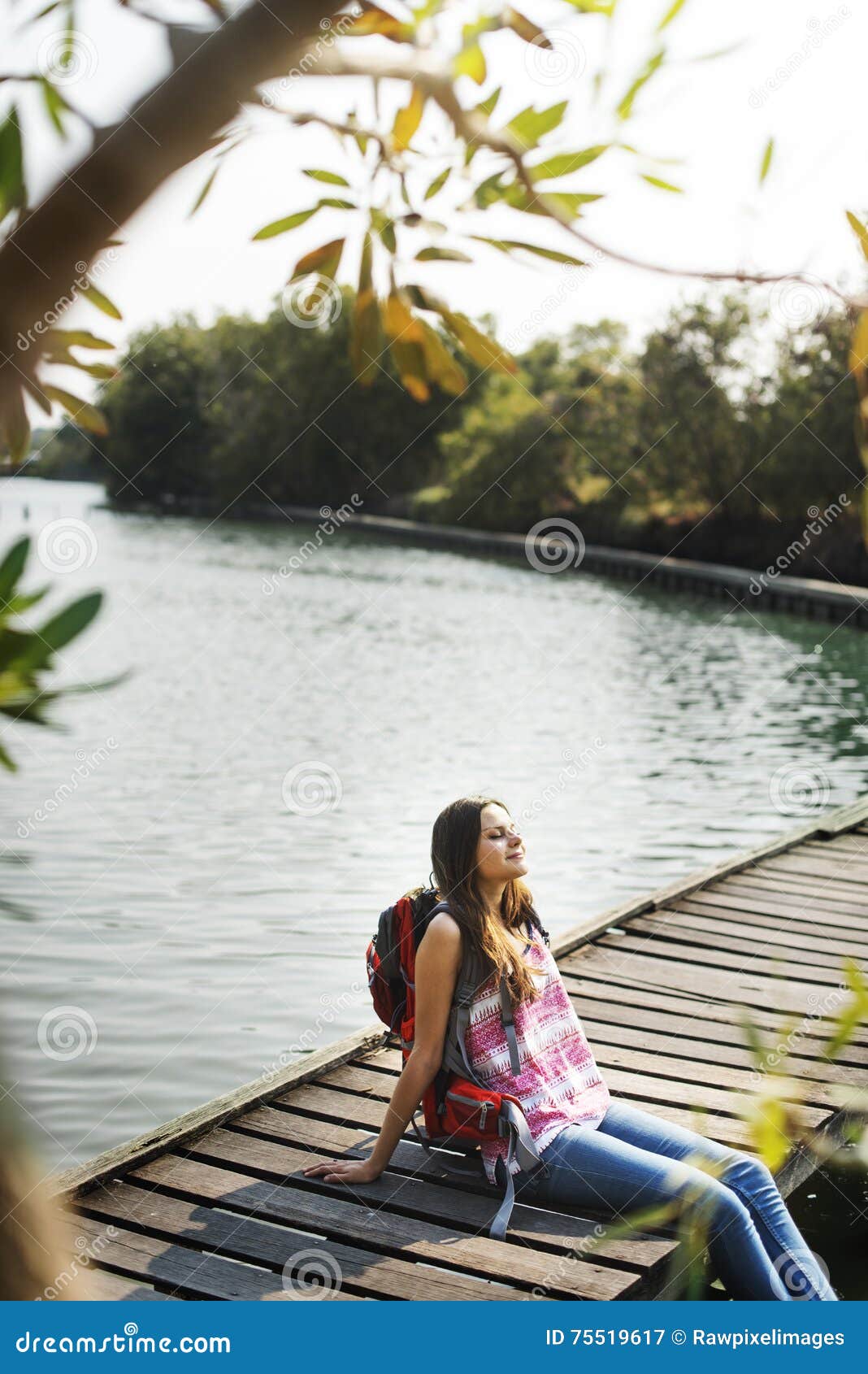 woman relax nature vacation wanderlust concept