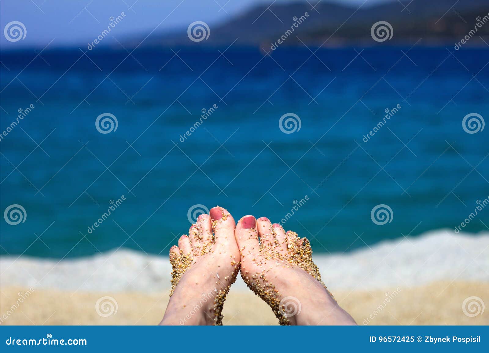 Woman Relaxing on Beach by the Sea. Stock Image - Image of outdoor ...