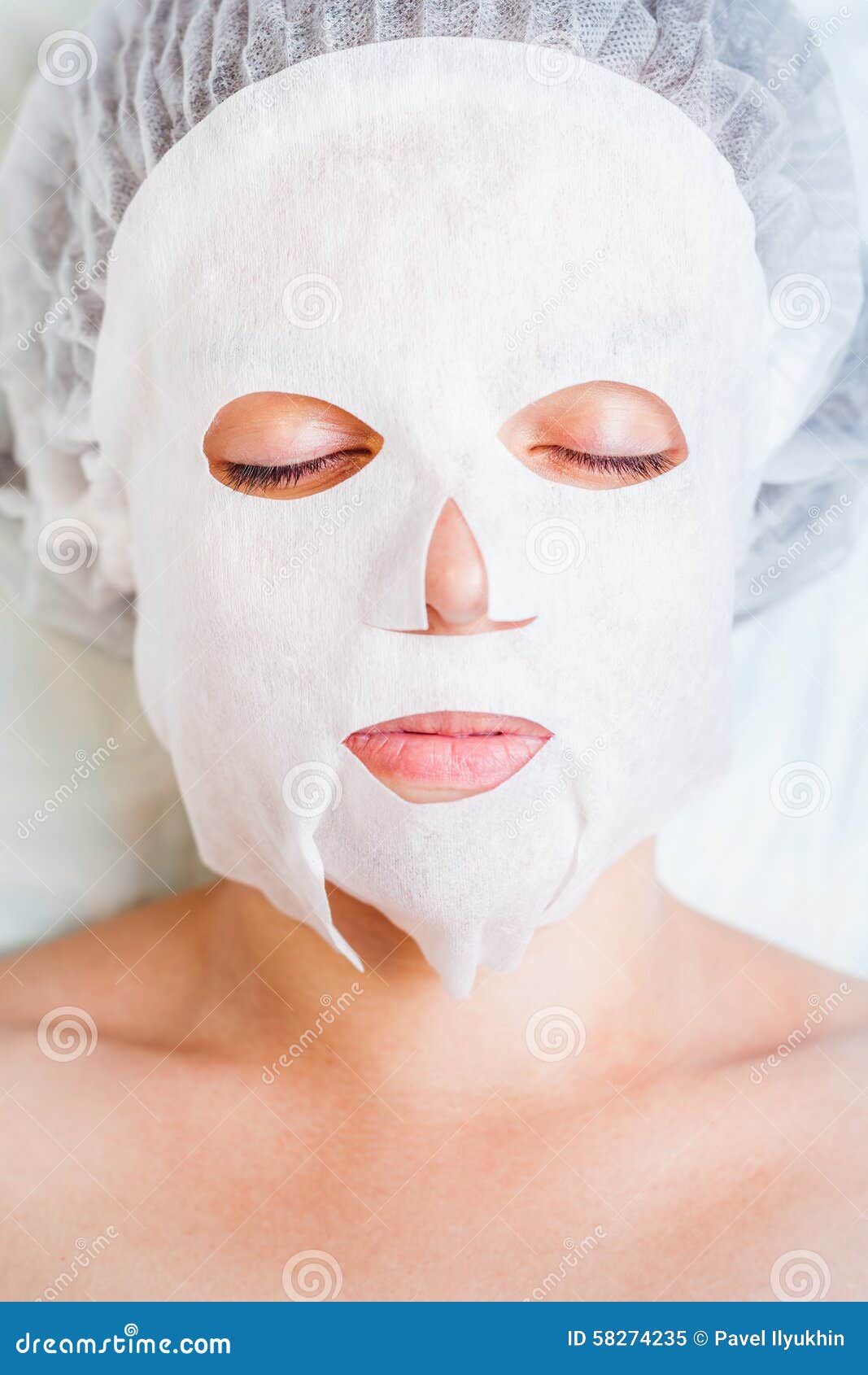 Woman Relaxing in Spa Salon Applying White Face Mask Stock Image ...