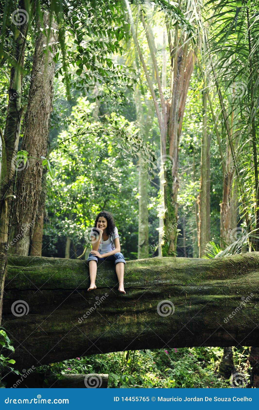 Woman Relaxing in a Tropical Forest Stock Image - Image of person ...