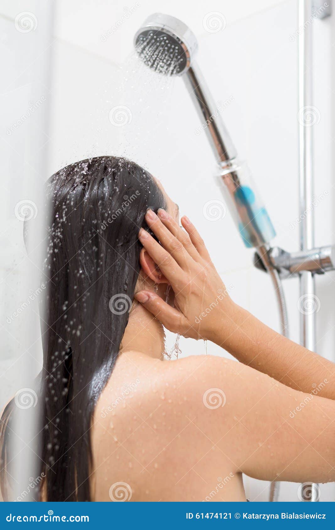 Woman Relaxing Under Shower Stock Image Image of water, relax 61474121