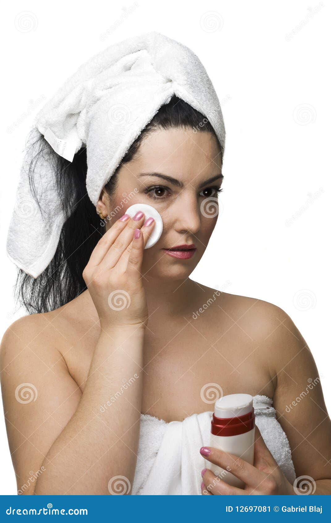 Woman removing make up stock image. Image of cleansing 12697081