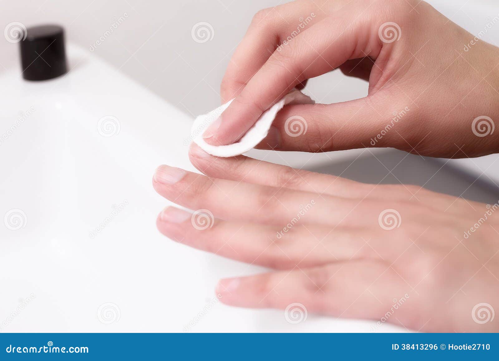 Woman Removing Nail Varnish with Acetone Stock Photo Image of hands