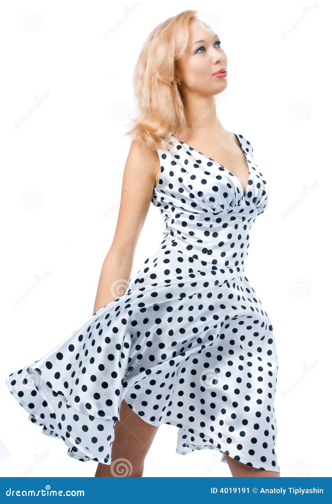 Woman in retro dress stock image. Image of freedom, bright - 4019191