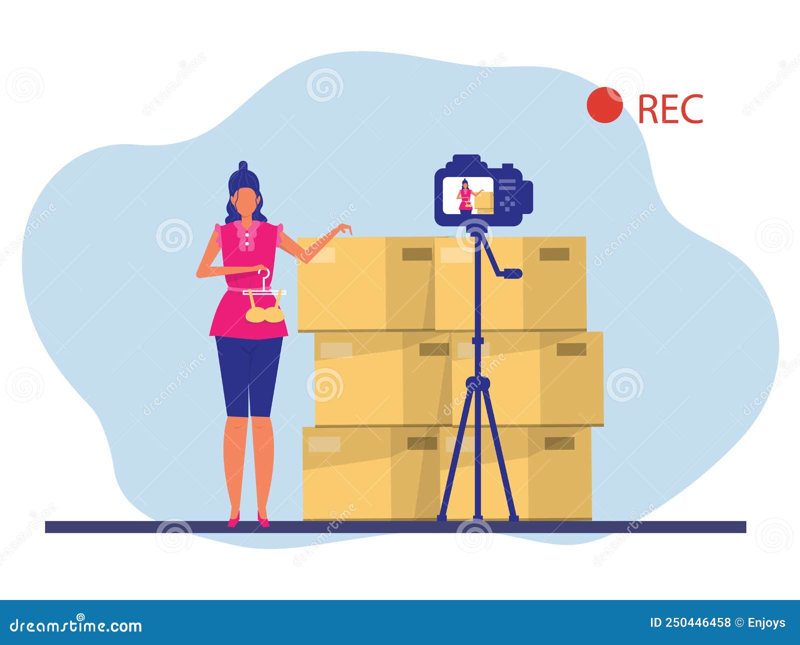 Woman Review or Selling Underwear through Live Streaming. Shop Online and  E-Commerce Concept.Vector Stock Vector - Illustration of live, metaphor:  250446458