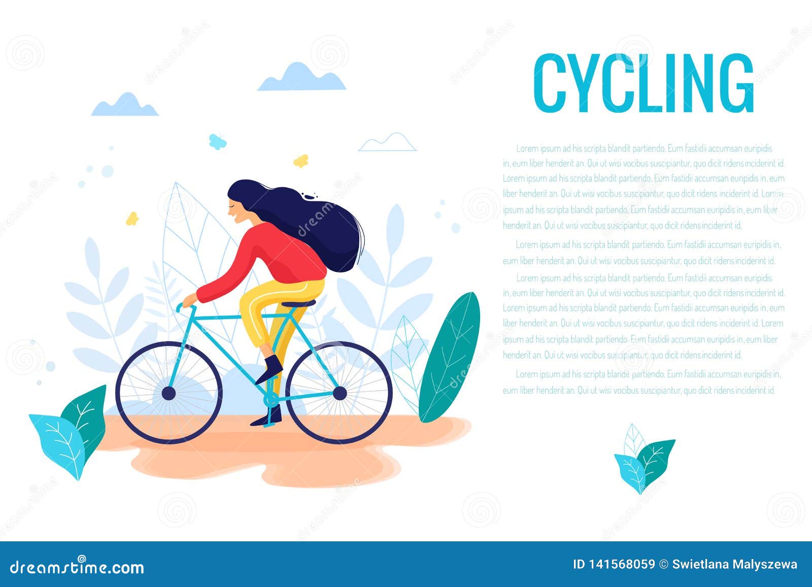 Woman Riding a Bicycle Trendy Vector Illustration Stock Illustration ...