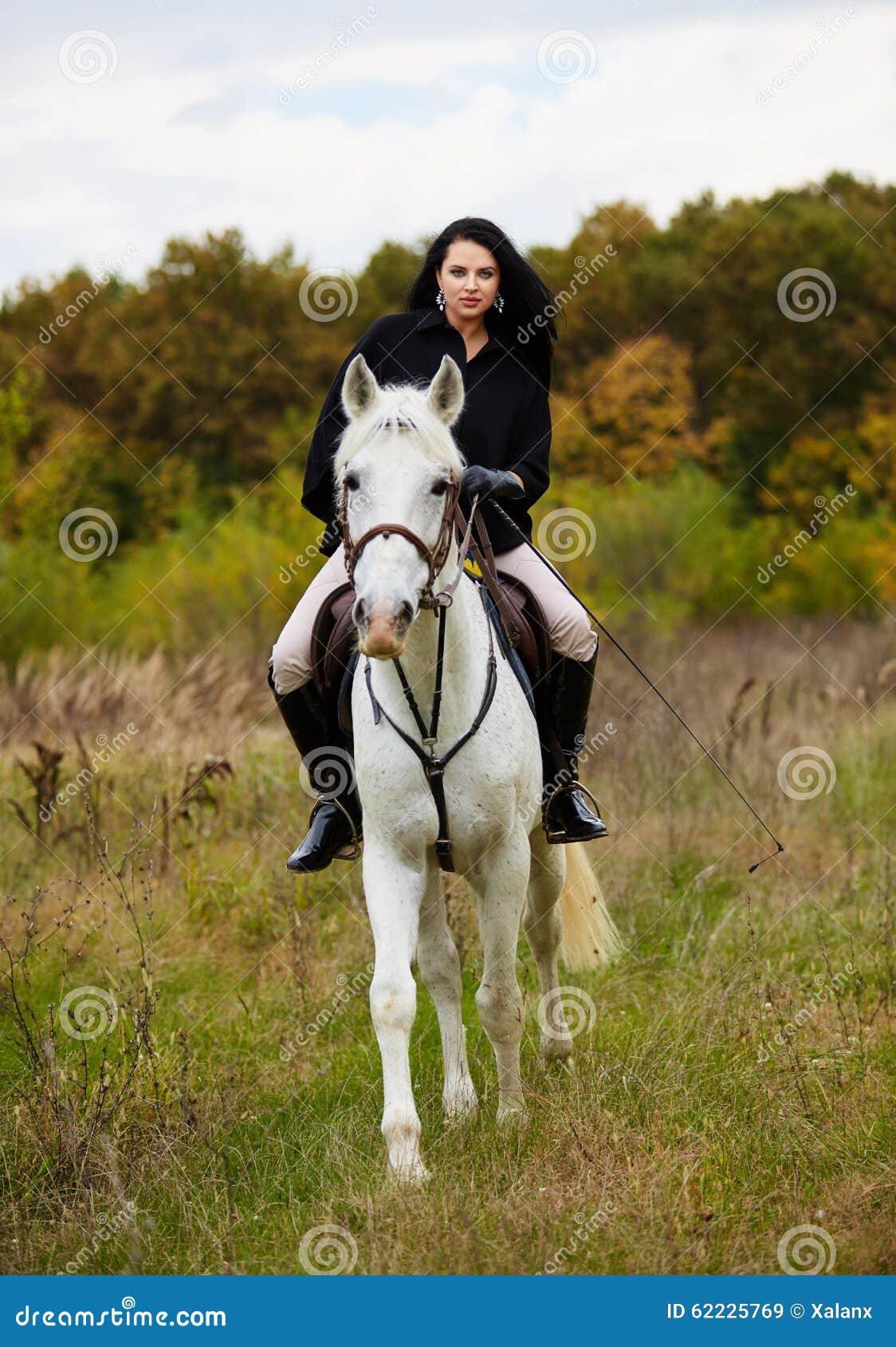 Woman Riding a Horse in the Forest Stock Image - Image of enjoy, girl ...