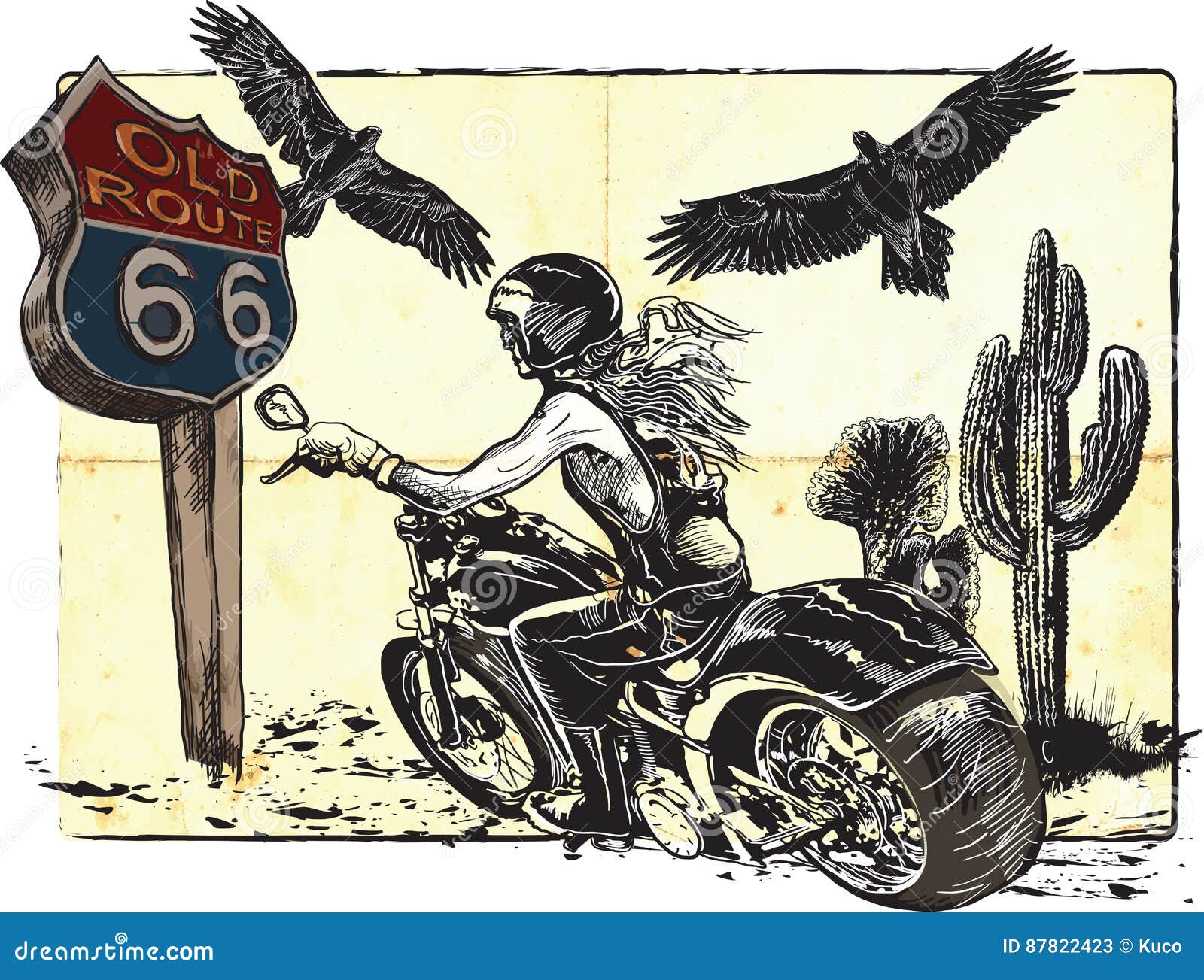 Download An Woman Riding Motorcycle. An Hand Drawn Vector. Freehand ...