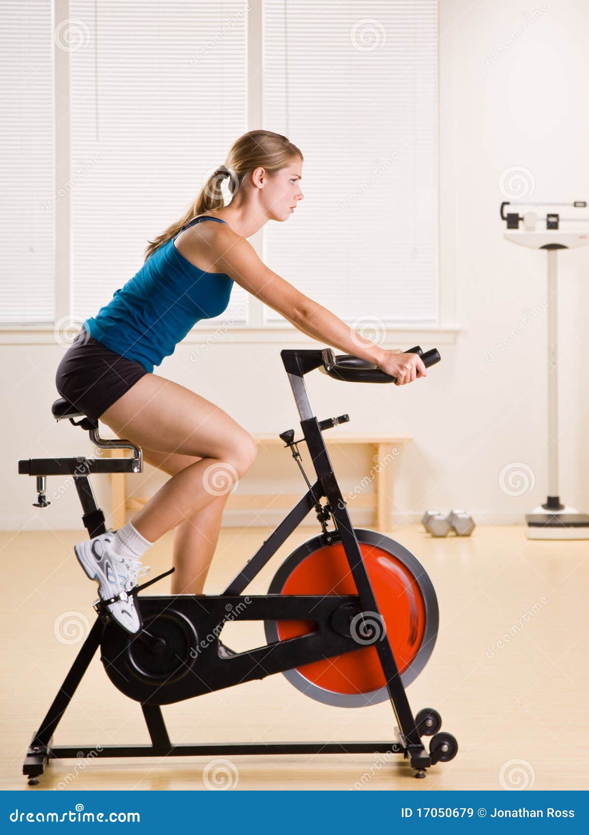 riding a stationary bike