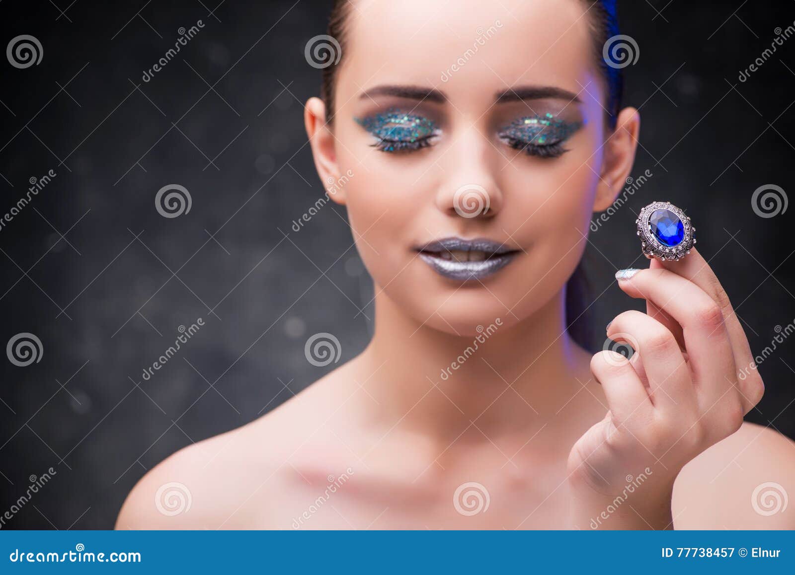 The Woman with Ring in Beauty Concept Stock Image Image of golden