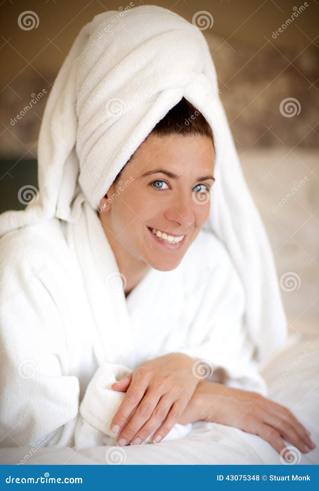 Woman in robe stock photo. Image of resort, cleanliness 43075348
