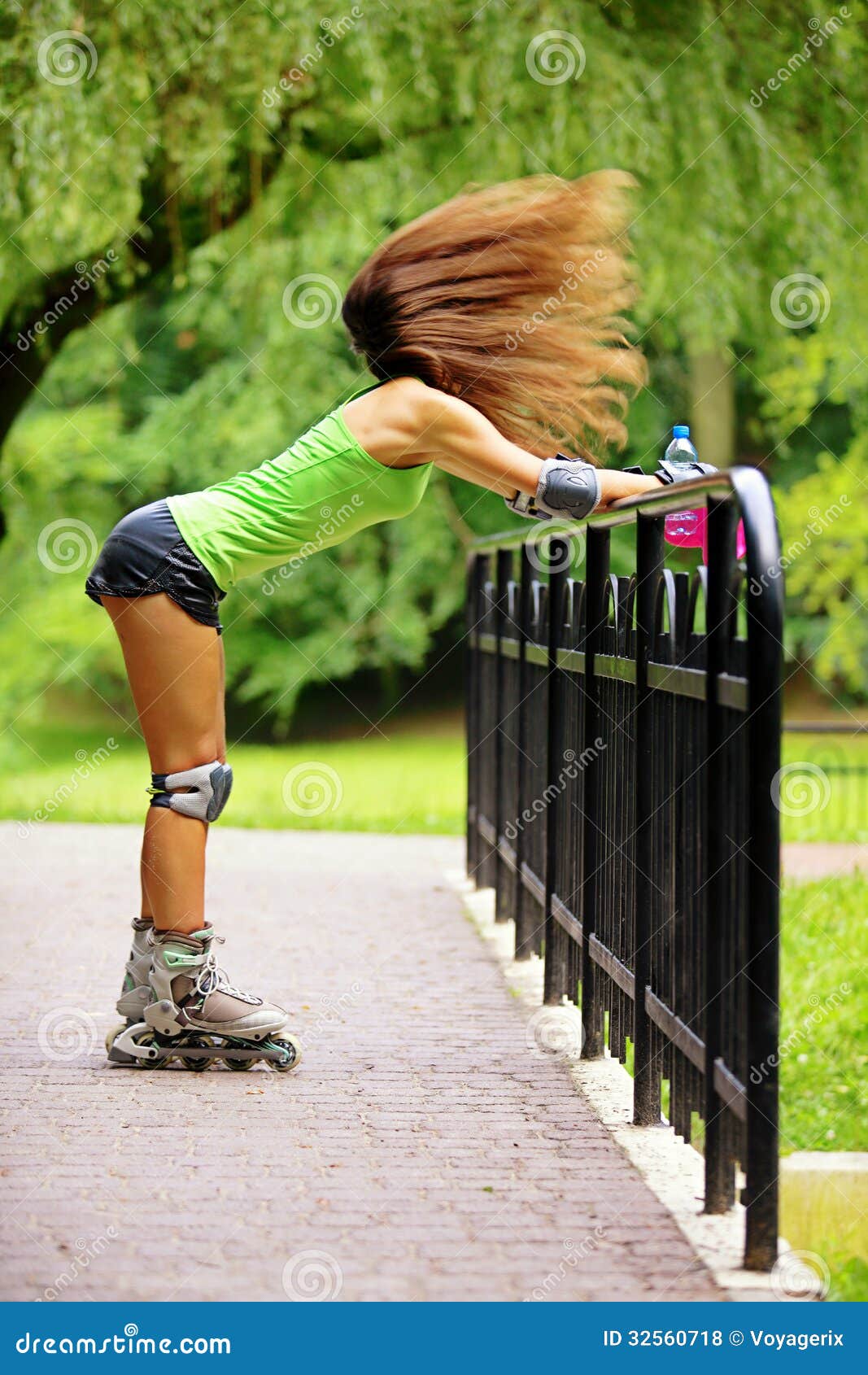 Woman Roller Skating Sport Activity In Park Stock Photo - Image: 32560718