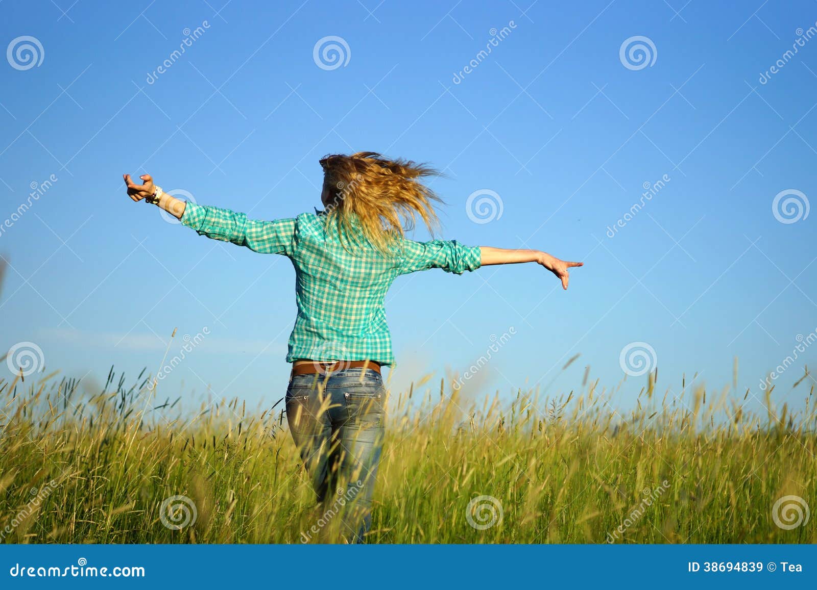 Woman Run Away through High Grass Stock Image Image of landscape