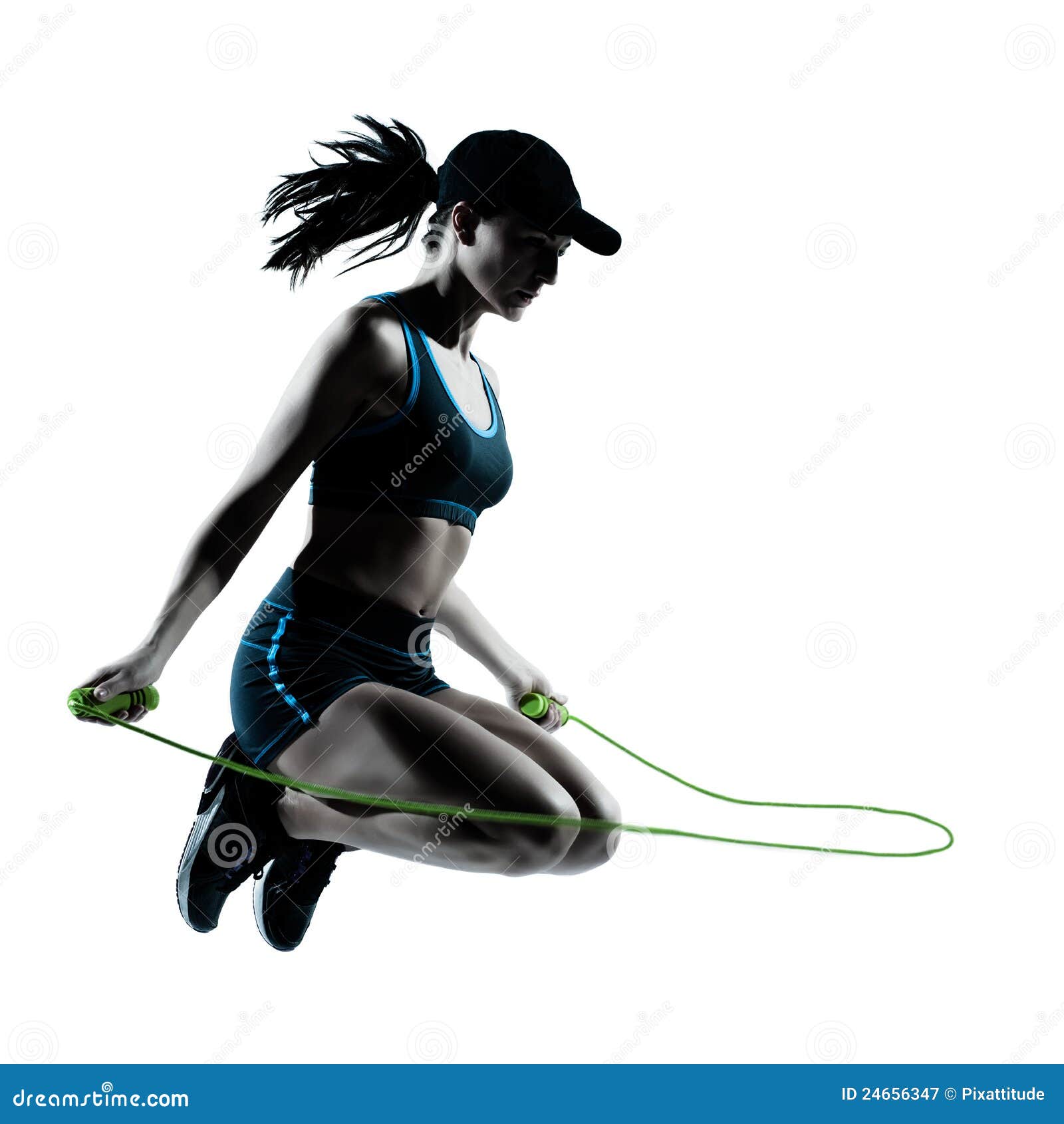 Woman Runner Jogger Jumping Rope Stock Image Image of side, indoors
