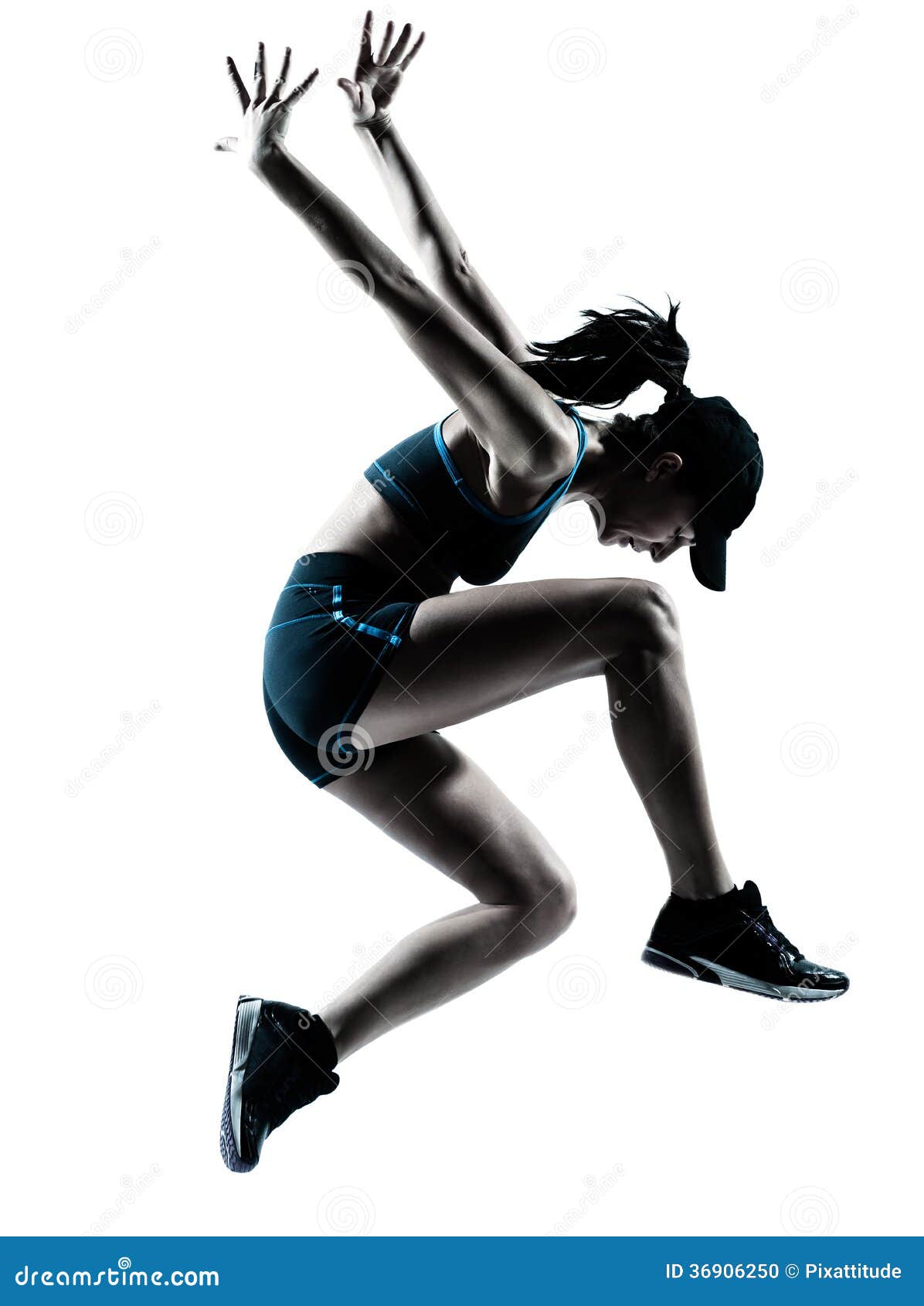 woman runner jogger jumping silhouette