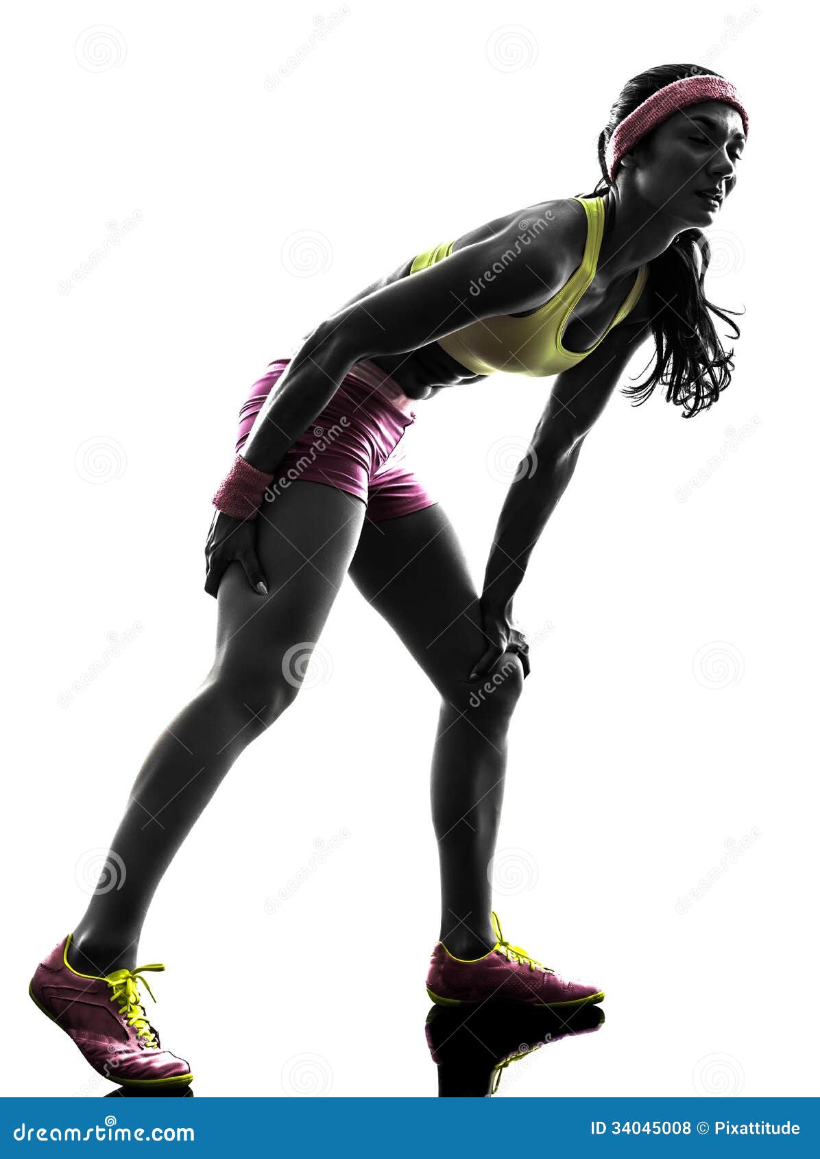 woman runner running pain muscle cramp silhouette