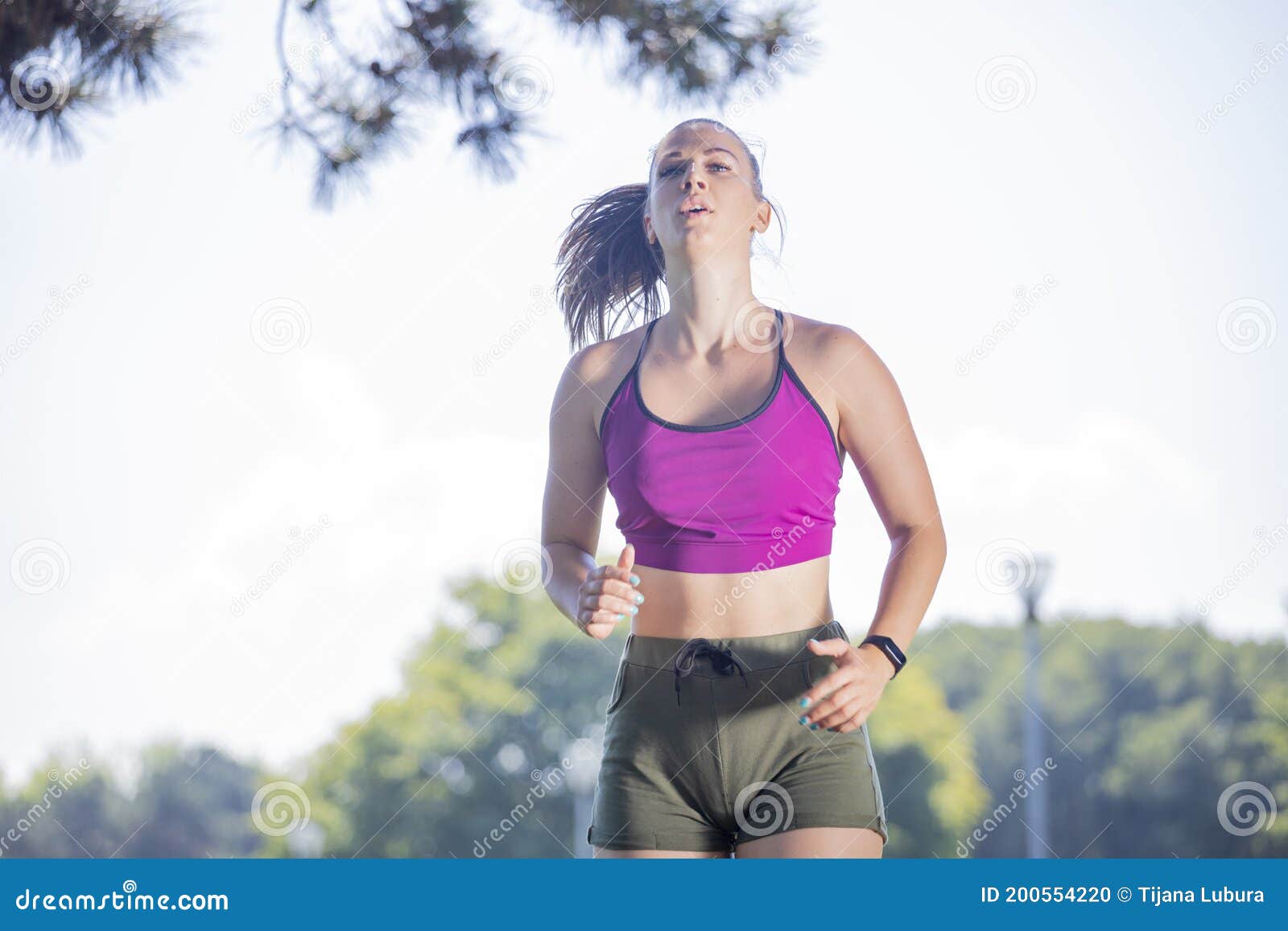 Woman Runner Running in Park Stock Photo - Image of amazing, people ...