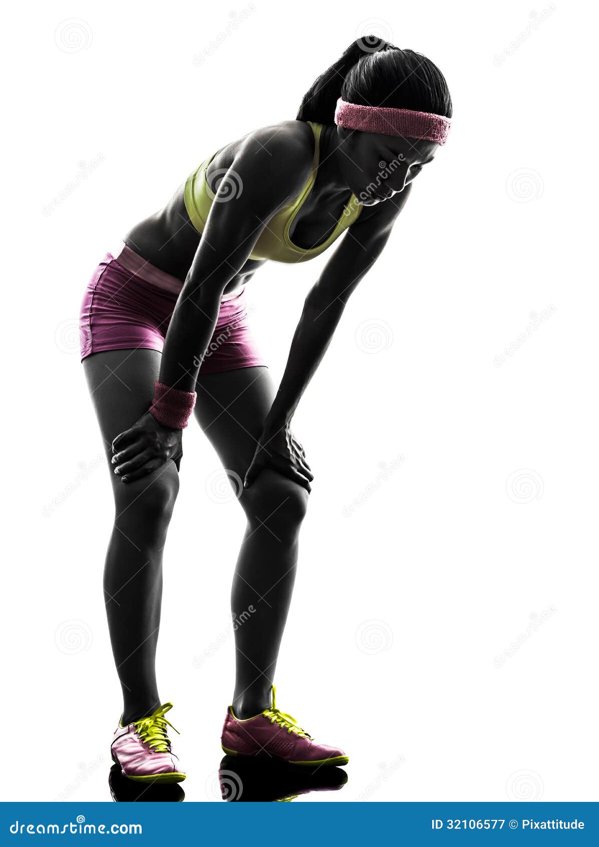 Woman Runner Running Tired Breathless Silhouette Stock ...